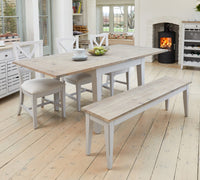 Thumbnail for Grey Painted 95cm Square Extending Dining Table Limed Wood Top