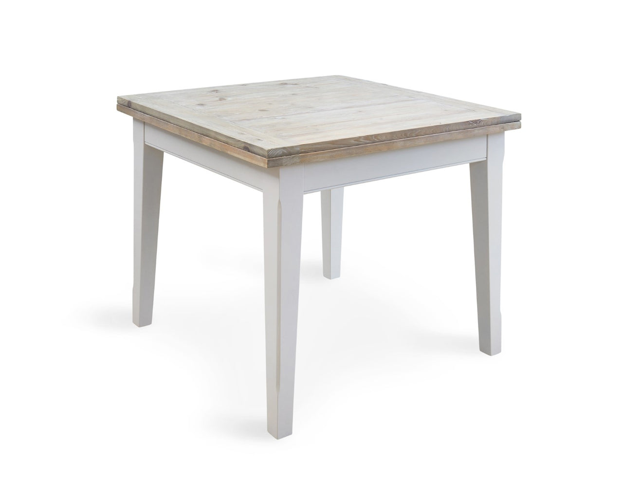 Grey Painted 95cm Square Extending Dining Table Limed Wood Top