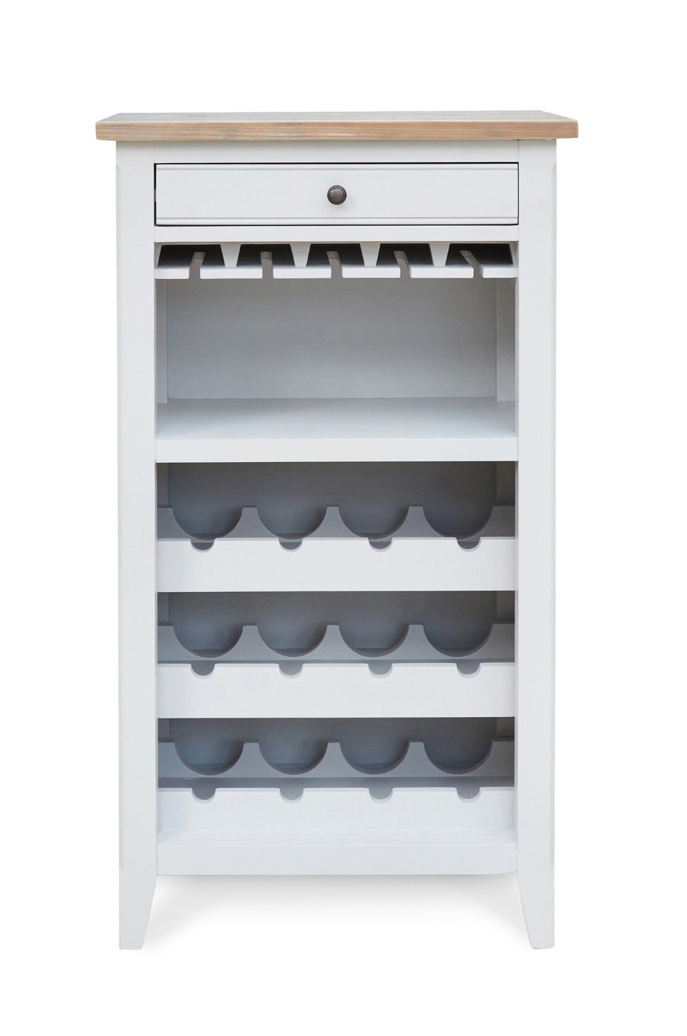 Small Grey Painted Wine Rack with Wooden Top