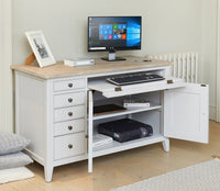 Thumbnail for Grey Painted Wood Hidden Home Office Desk Sideboard Cupboard 5 Drawers