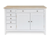 Thumbnail for Grey Painted Wood Hidden Home Office Desk Sideboard Cupboard 5 Drawers