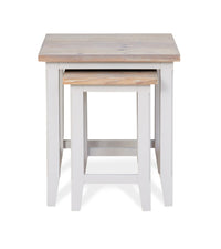 Thumbnail for Grey Painted Wood Nest of Two Occasional Side Tables Limed Tops