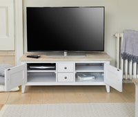 Thumbnail for Distressed Grey Painted Widescreen TV Stand Limed Top