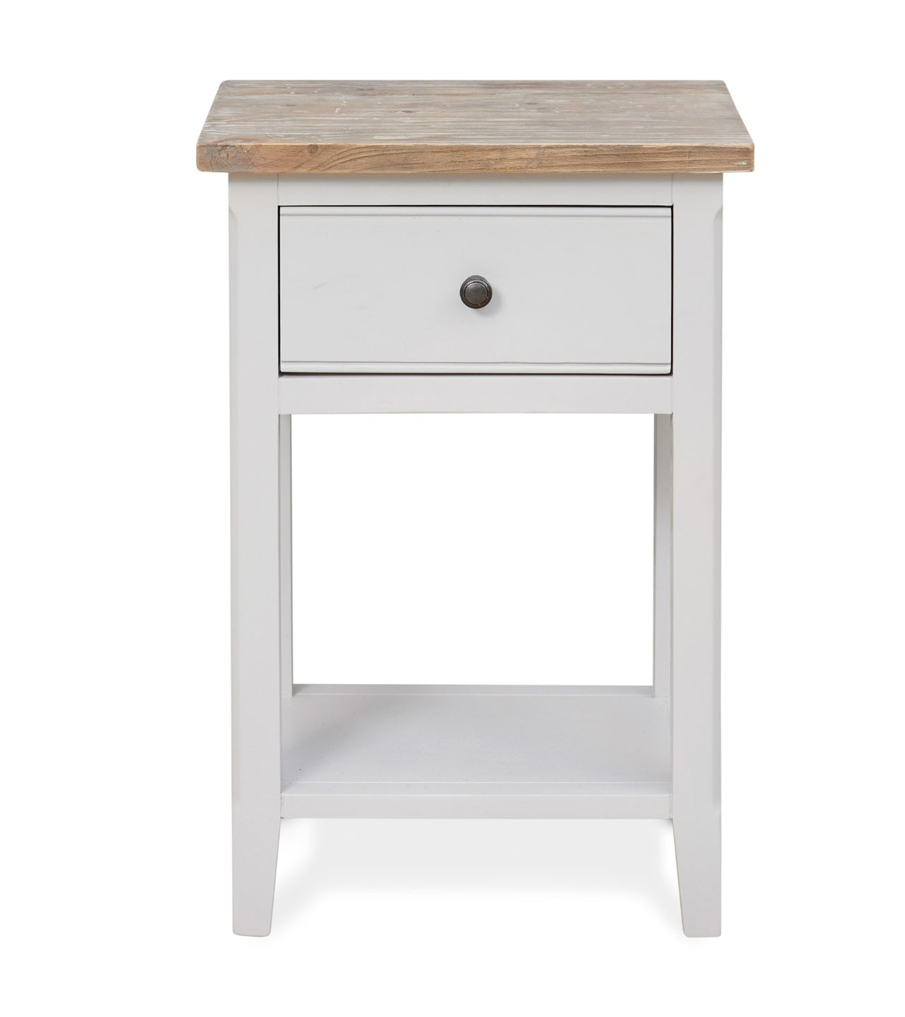 Grey Painted Open Base Lamp Table with Limed Wood Top