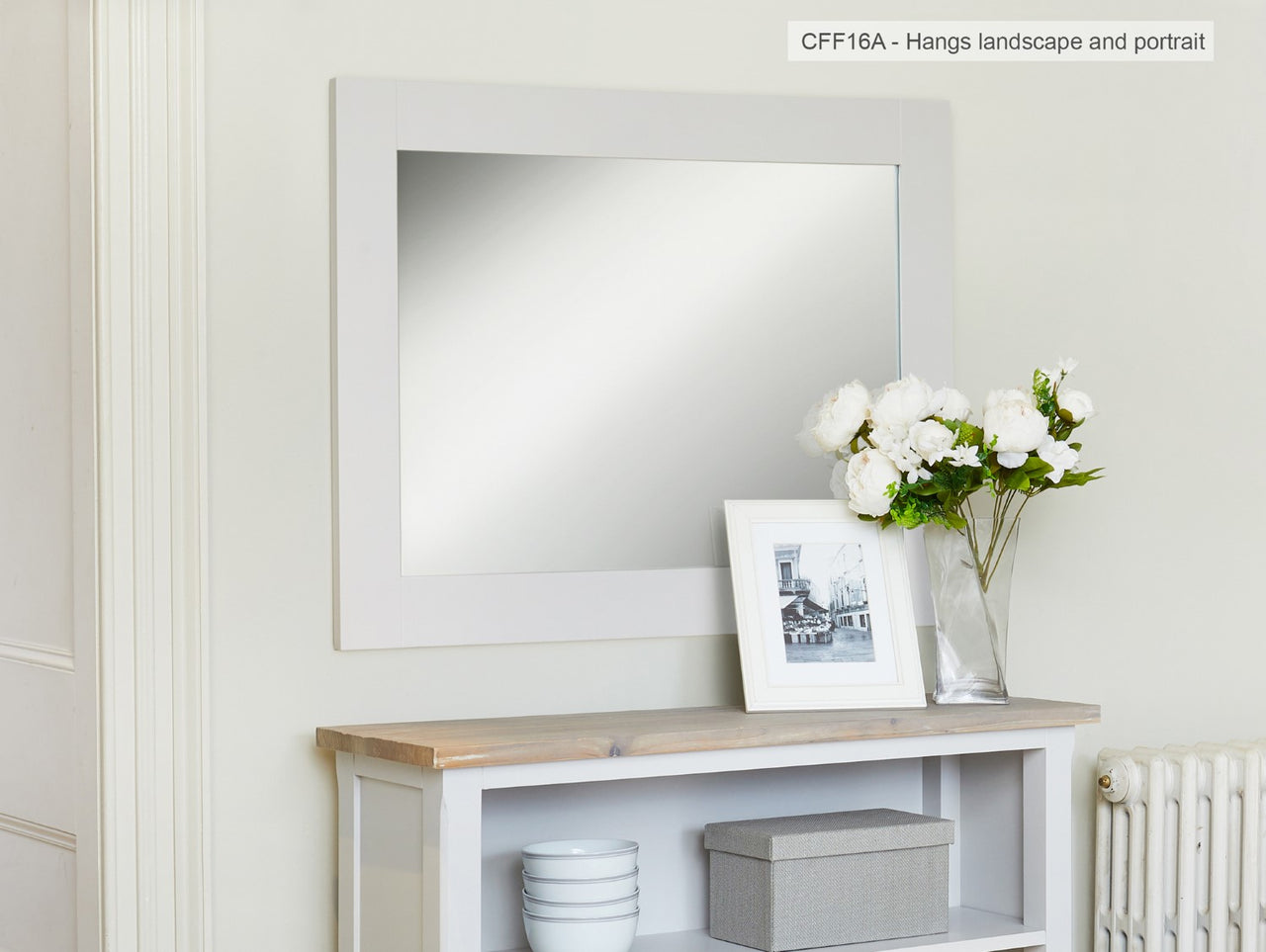 Grey Painted Overmantle Wall Mirror