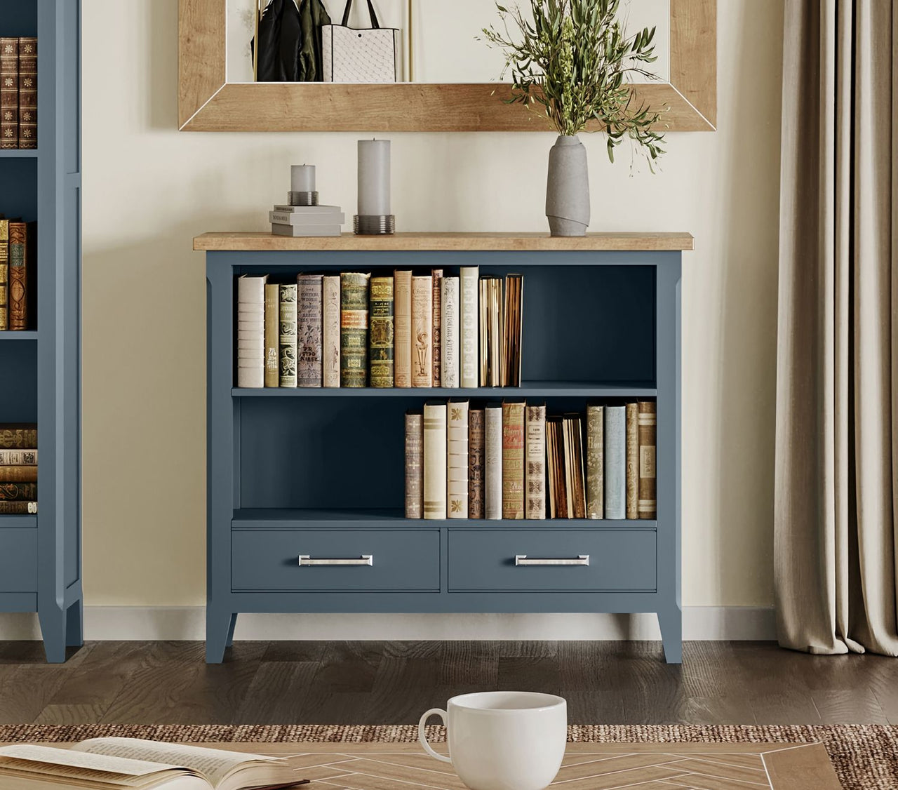 Signature Blue Low Bookcase