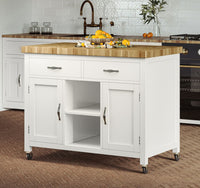 Thumbnail for Kitchen Island (White) with Butchers Block