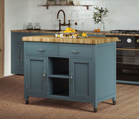 Thumbnail for Kitchen Island (Blue) with Butchers Block