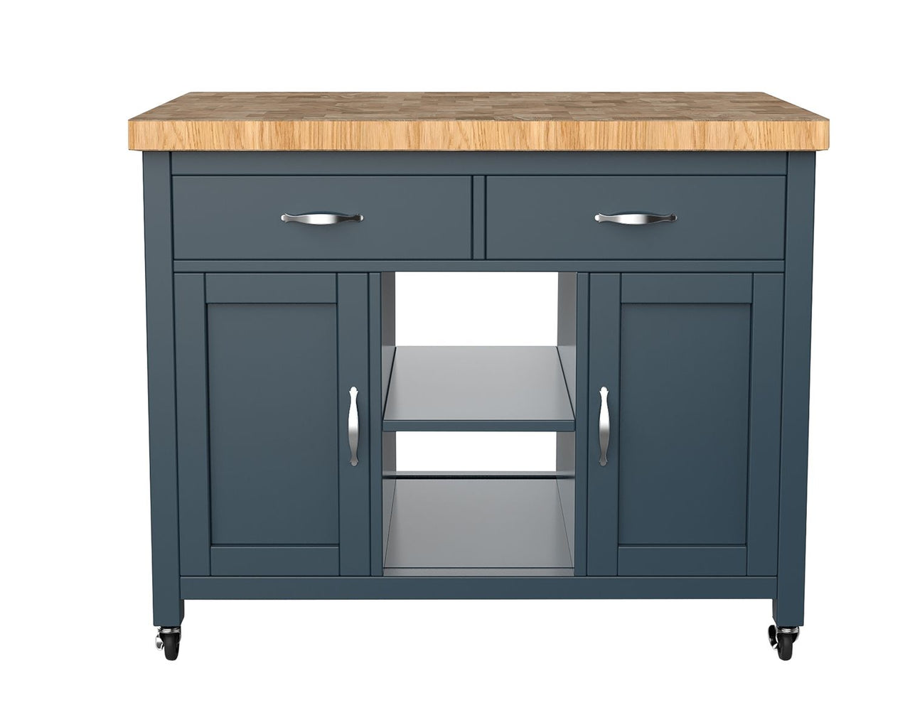 Kitchen Island (Blue) with Butchers Block