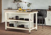 Thumbnail for Kitchen Island (Cream) Open with Breakfast Bar