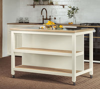 Thumbnail for Kitchen Island (Cream) Open with Breakfast Bar