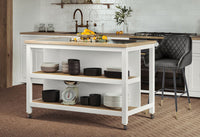 Thumbnail for Kitchen Island (White) Open with Breakfast Bar