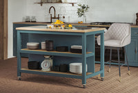 Thumbnail for Kitchen Island (Blue) Open with Breakfast Bar