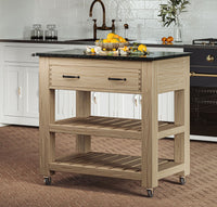 Thumbnail for Kitchen Island (Oak) Two Drawer With Black Granite Top