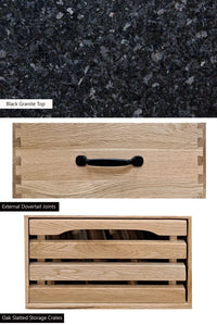 Thumbnail for Kitchen Island (Oak) Two Drawer With Black Granite Top