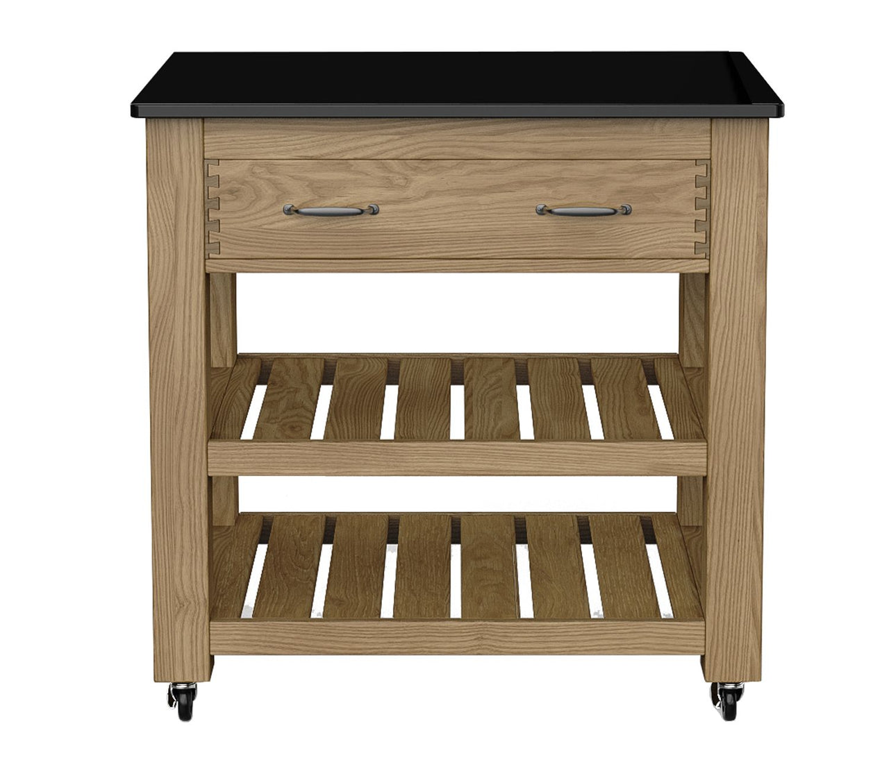 Kitchen Island (Oak) Two Drawer With Black Granite Top