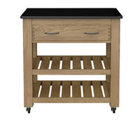 Thumbnail for Kitchen Island (Oak) Two Drawer With Black Granite Top