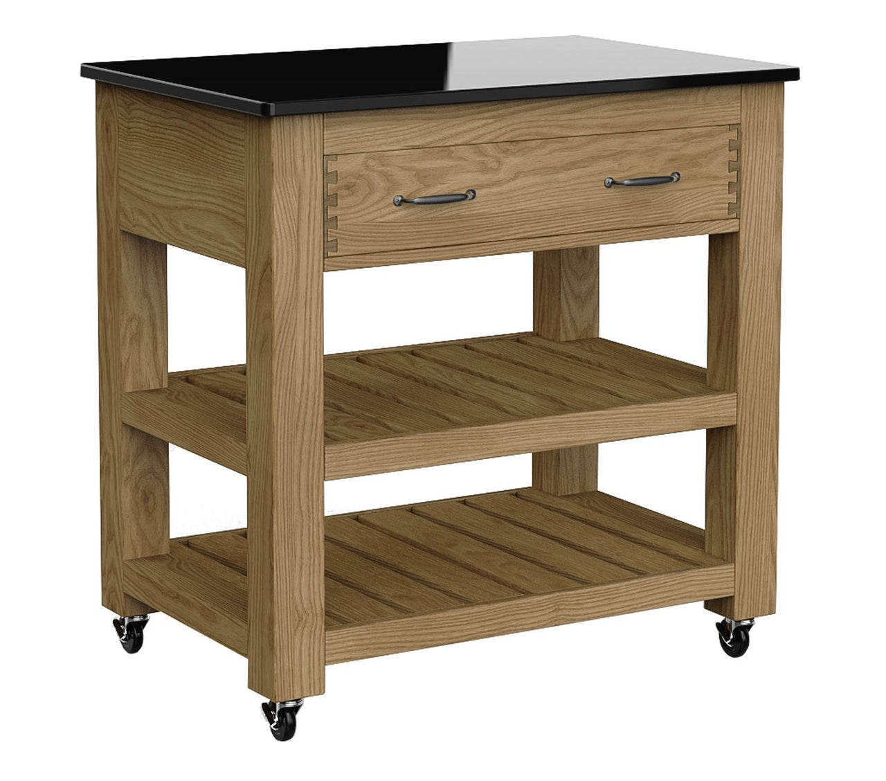 Kitchen Island (Oak) Two Drawer With Black Granite Top