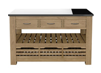 Thumbnail for Kitchen Island (Oak) Three Drawer With Black Granite Top