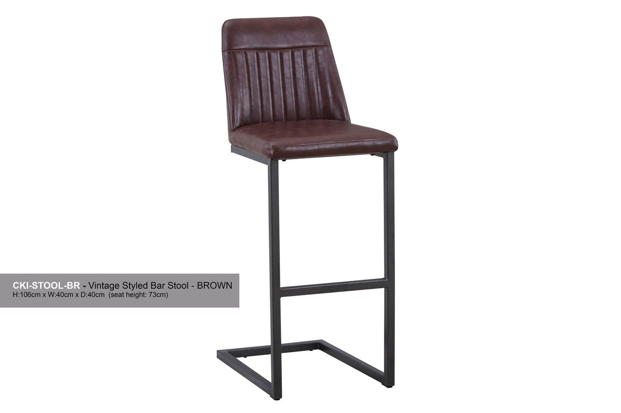 (VPR03G) Vintage Brown Leather Bar Stool (Pack of Two)