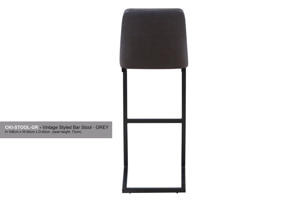 (VPR03I) Vintage Grey Leather Bar Stool (Pack of Two)