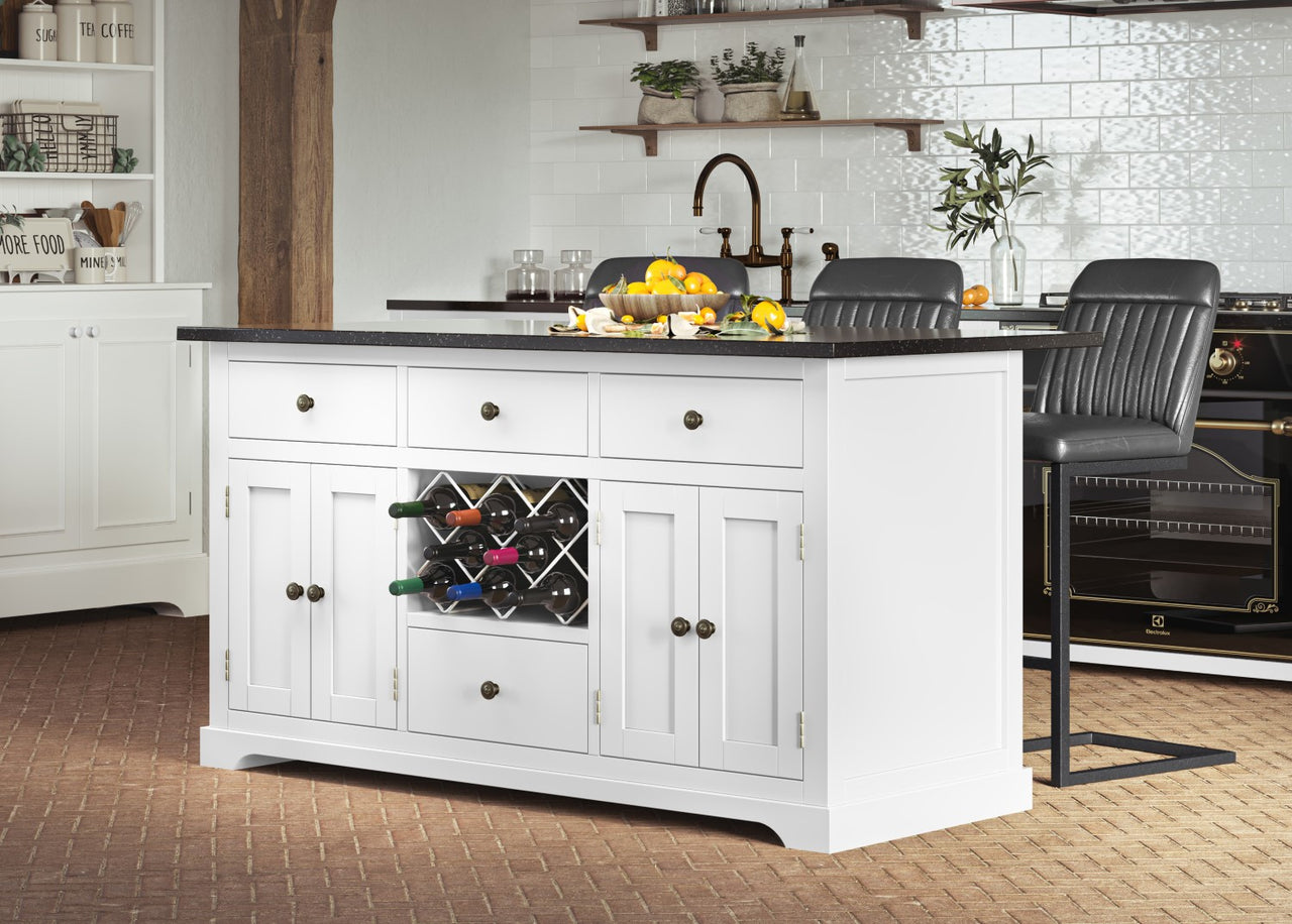 White Island With Black Granite Worktop