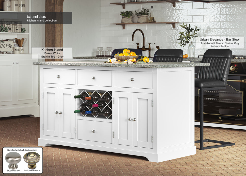 White Island With Grey Granite Worktop