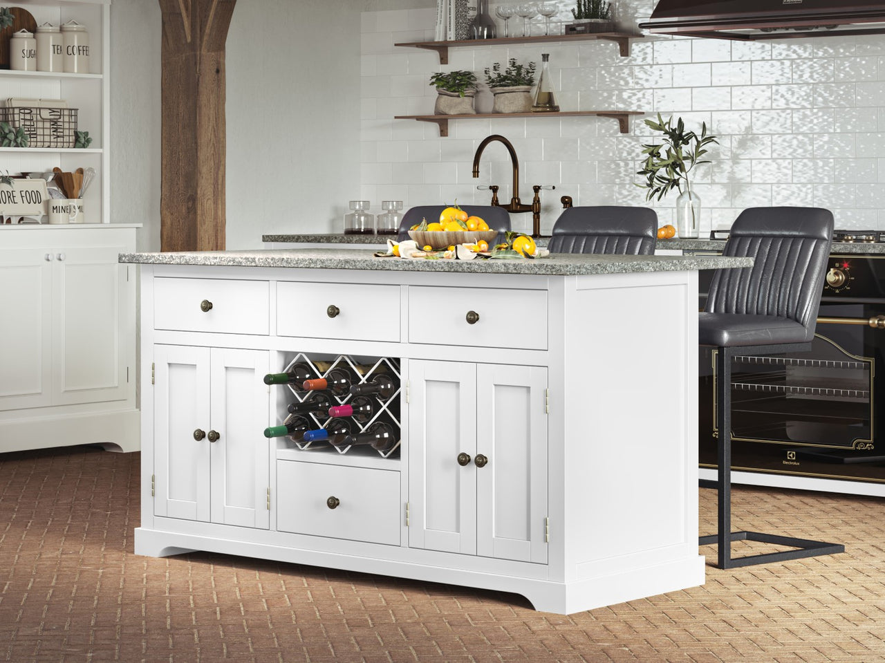 White Island With Grey Granite Worktop