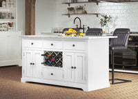 Thumbnail for White Painted Granite Top Kitchen Island Unit with Wine Rack