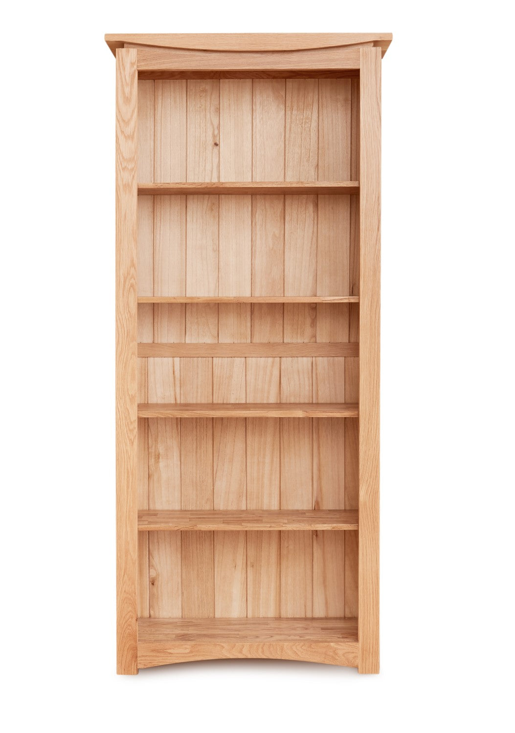 Solid Light Oak Large Tall Bookcase 4 Adjustable Shelves