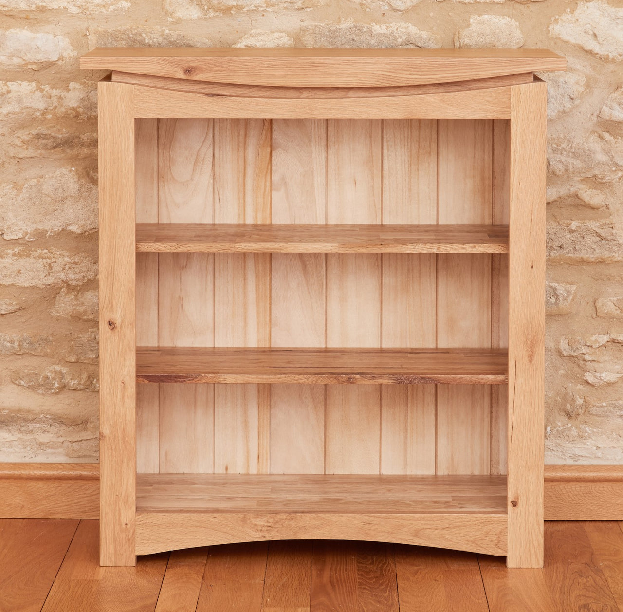 Light Solid Oak Small Low Bookcase Shelf Display Shelf Unit