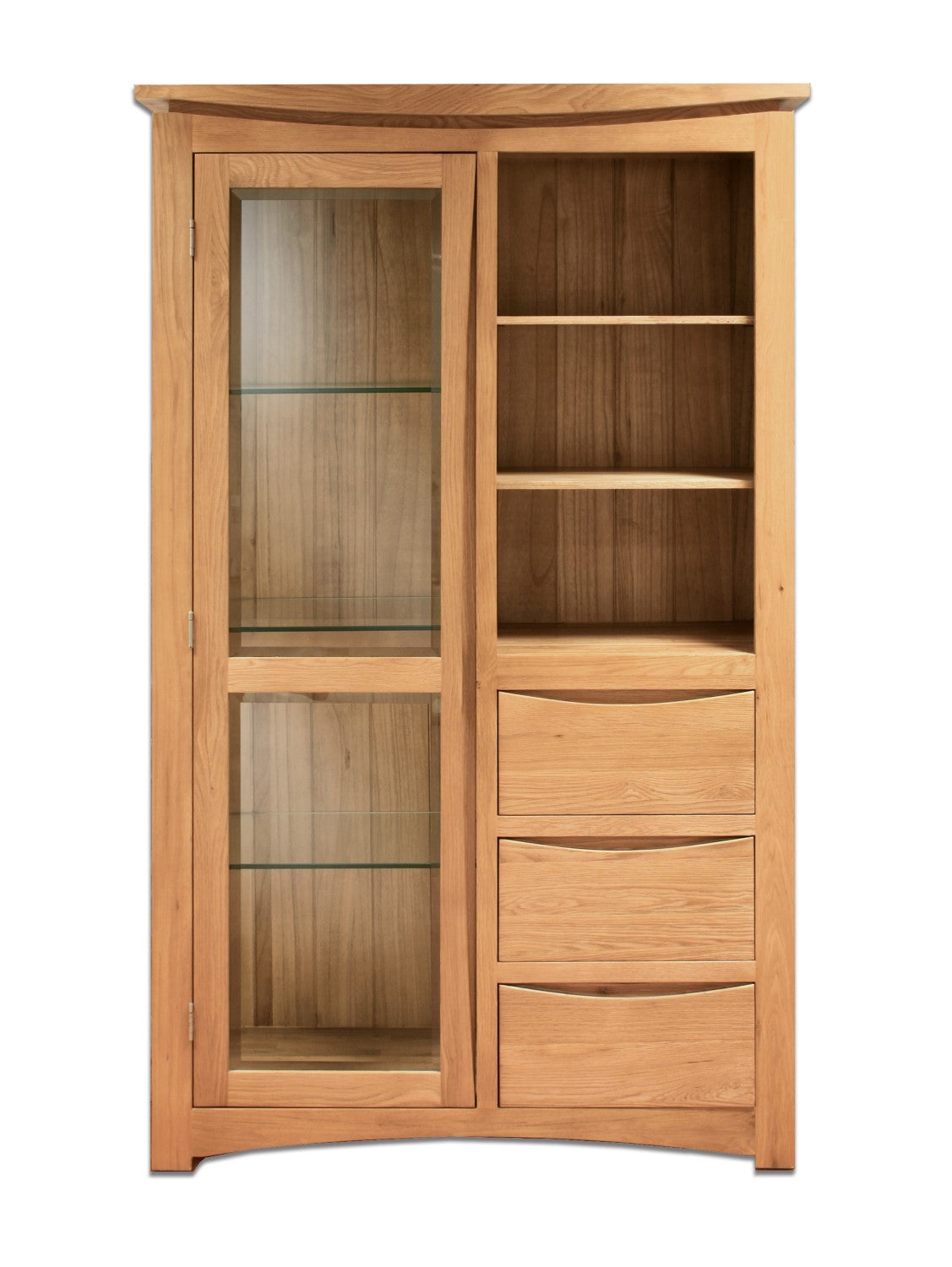 Light Oak Glazed Display Cabinet with Lights