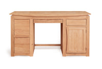 Thumbnail for Light Oak Home Office Computer Study Desk 2 Filing Drawers and Cupboard