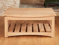 Thumbnail for Light Solid Oak Coffee Table With Open Wood Plank Base