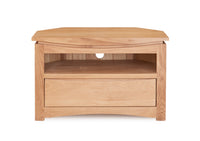 Thumbnail for Light Solid Oak Corner TV Cabinet 1 Drawer Base