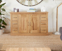 Thumbnail for Light Oak Large 6 Drawer Sideboard with Storage Cupboards