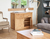 Thumbnail for Solid Light Oak Small Sideboard Storage Cupboard 2 Doors 2 Drawers