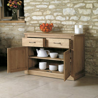 Thumbnail for Solid Light Oak Small Sideboard Storage Cupboard 2 Doors 2 Drawers