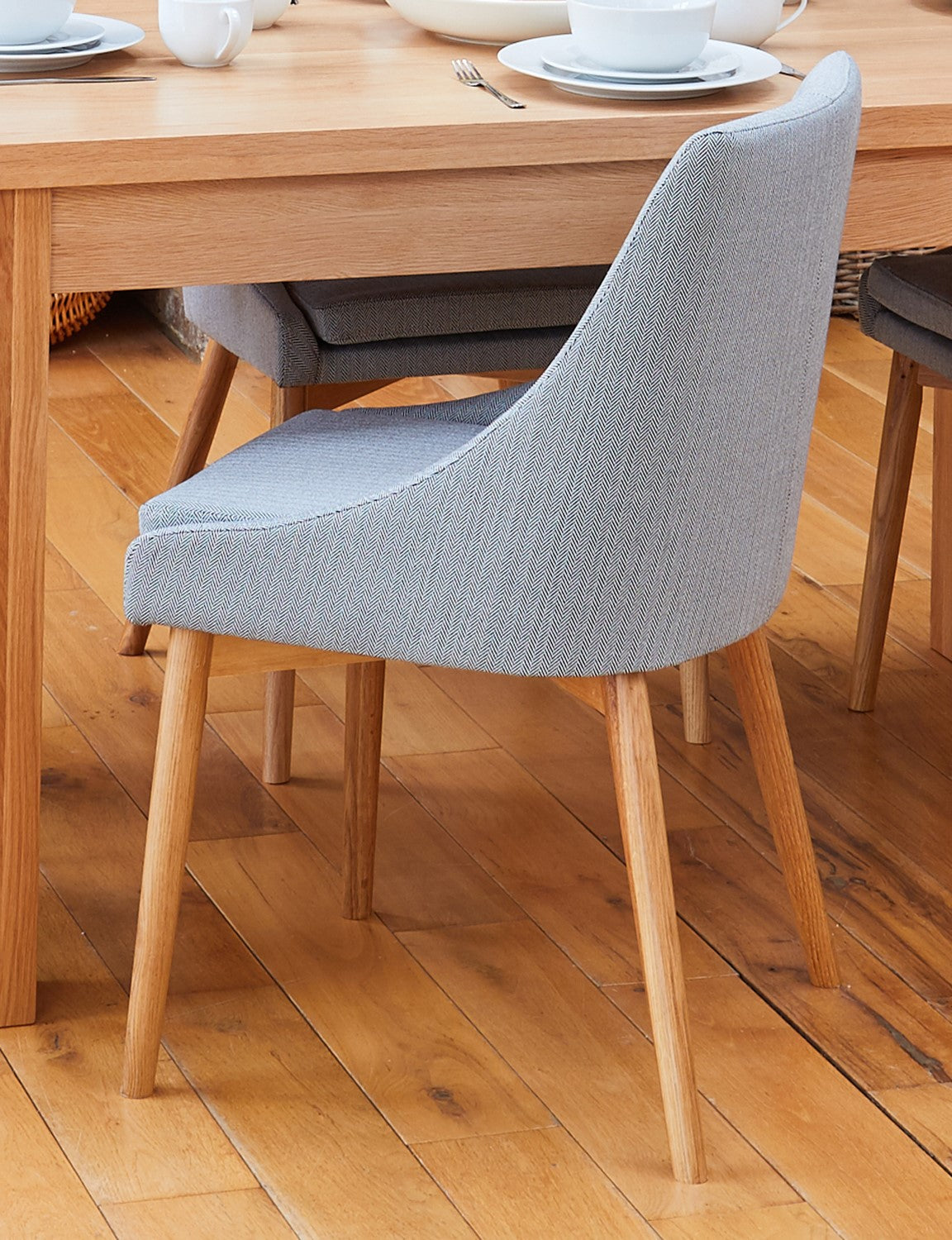 Pair of Oak Grey Dining Chairs