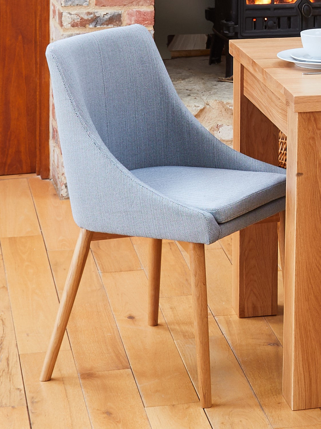 Pair of Oak Grey Dining Chairs