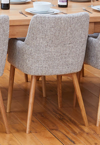 Thumbnail for Pair of Oak Light Grey Fabric Dining Chairs