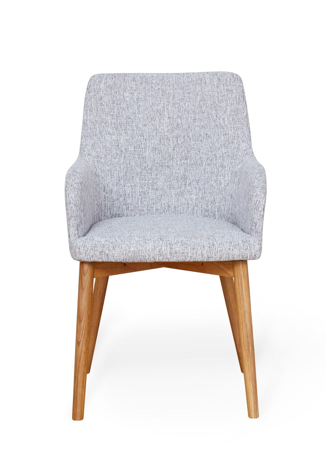 Pair of Oak Light Grey Fabric Dining Chairs