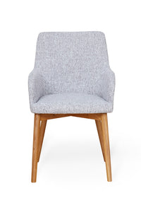 Thumbnail for Pair of Oak Light Grey Fabric Dining Chairs