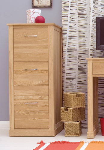 Solid Light Oak 3 Drawer Filing Cabinet Home Office Storage Unit