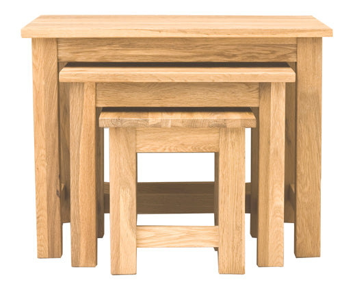 Solid Light Oak Nest of 3 Coffee Tables Rectangular Set of 3