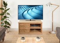 Thumbnail for Solid Light Oak TV Cabinet Open Shelf 4 Drawers