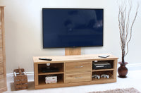 Thumbnail for Solid Light Oak Raised Widescreen TV Cabinet Low Unit