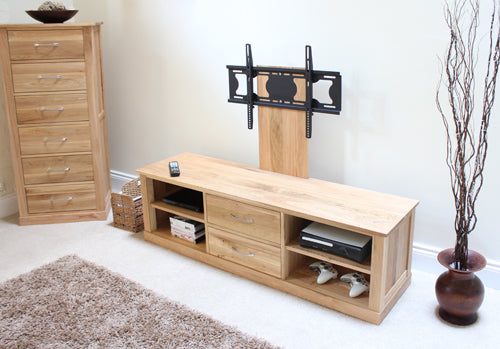 Solid Light Oak Raised Widescreen TV Cabinet Low Unit