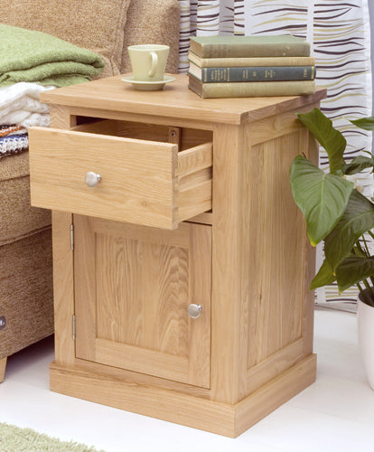 Light Oak 1 Door 1 Drawer Lamp Bedside Table Pot Cupboard Nightstand