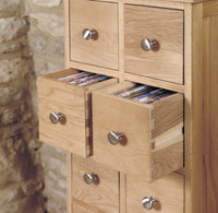 Thumbnail for Solid Light Oak Multi 10 Drawer DVD CD Media Storage Chest of Drawers